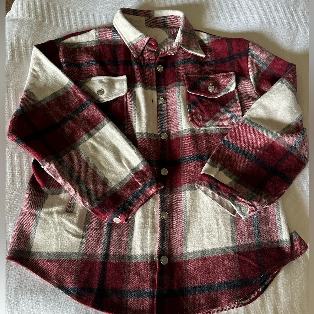 Women’s Plaid Shacket - maroon